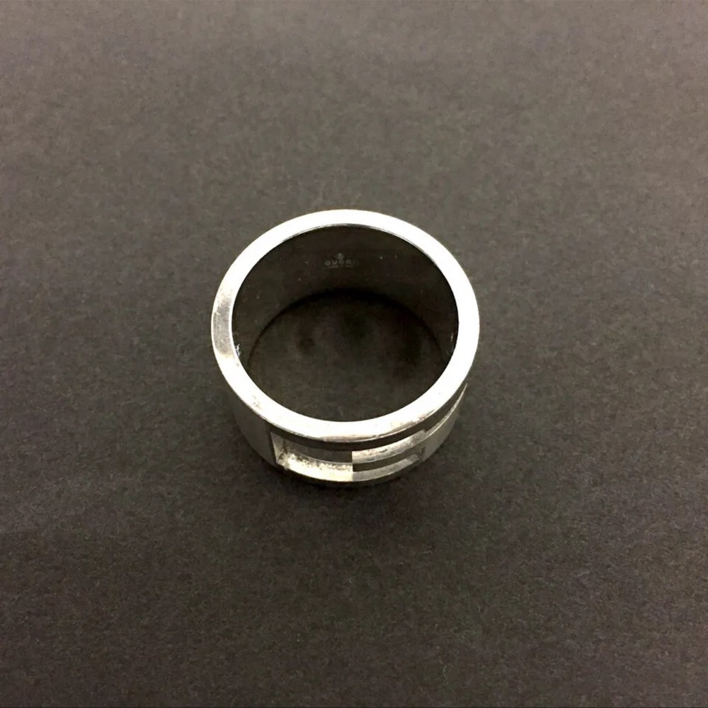 GUCCI G Logo SZ 4.5 US Sterling Silver Band 925 Wide Ring - Picture 7 of 16